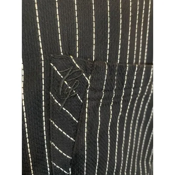 Phat Farm‎ Shirt Men's Large L Black White Pin Striped Button Up Long Sleeve VTG - Picture 5 of 11